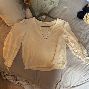 NATION V-Neck Eyelet Peasant Blouse
